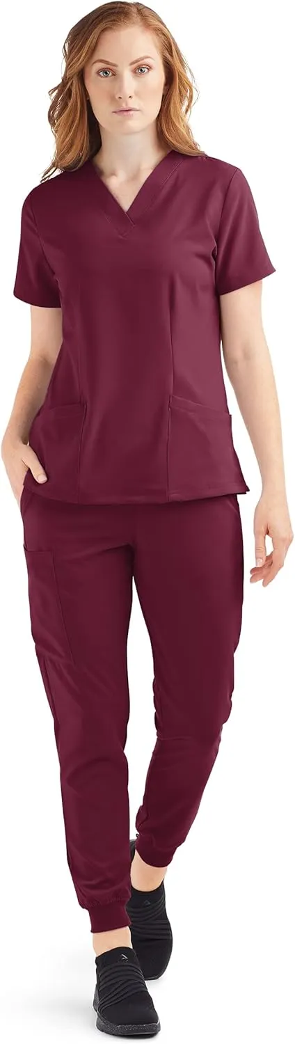 Women’s Cargo Jogger Scrub Set (XS-3X, 8 Colors) – Includes V-Neck Top and Elastic Jogger Pant