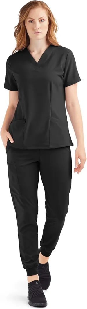 Women’s Cargo Jogger Scrub Set (XS-3X, 8 Colors) – Includes V-Neck Top and Elastic Jogger Pant