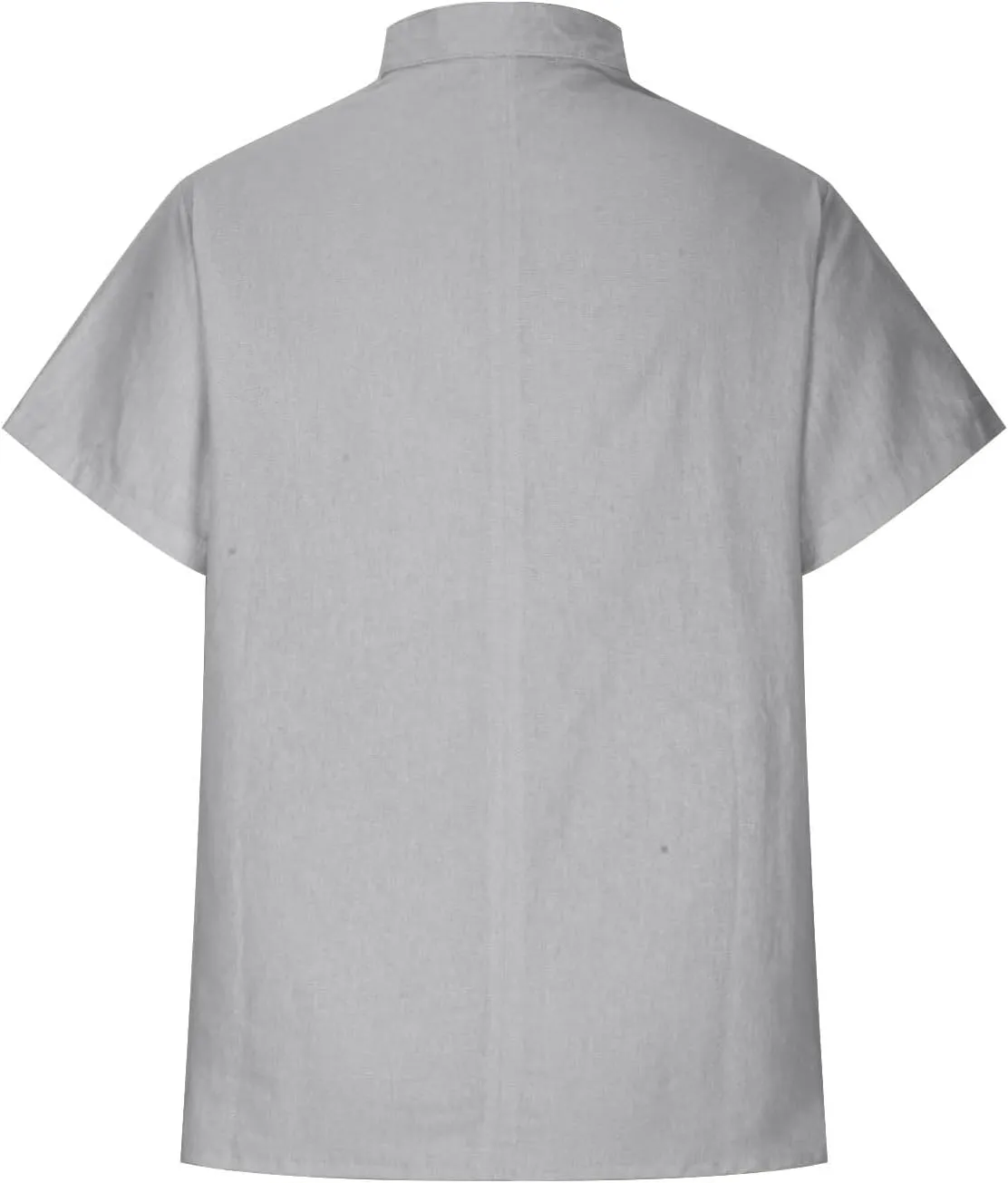 Womens Cotton Linen Shirts Henley Tops Short Sleeve Casual T-Shirt V Neck Button Solid Lightweight Beach Tunic Blouse