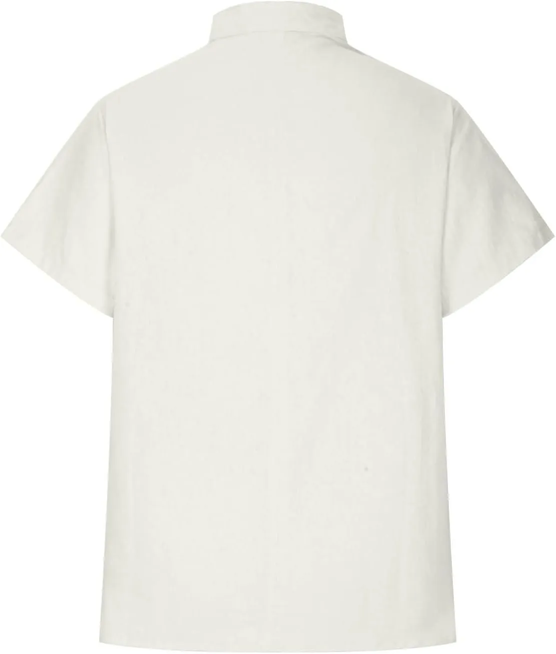 Womens Cotton Linen Shirts Henley Tops Short Sleeve Casual T-Shirt V Neck Button Solid Lightweight Beach Tunic Blouse