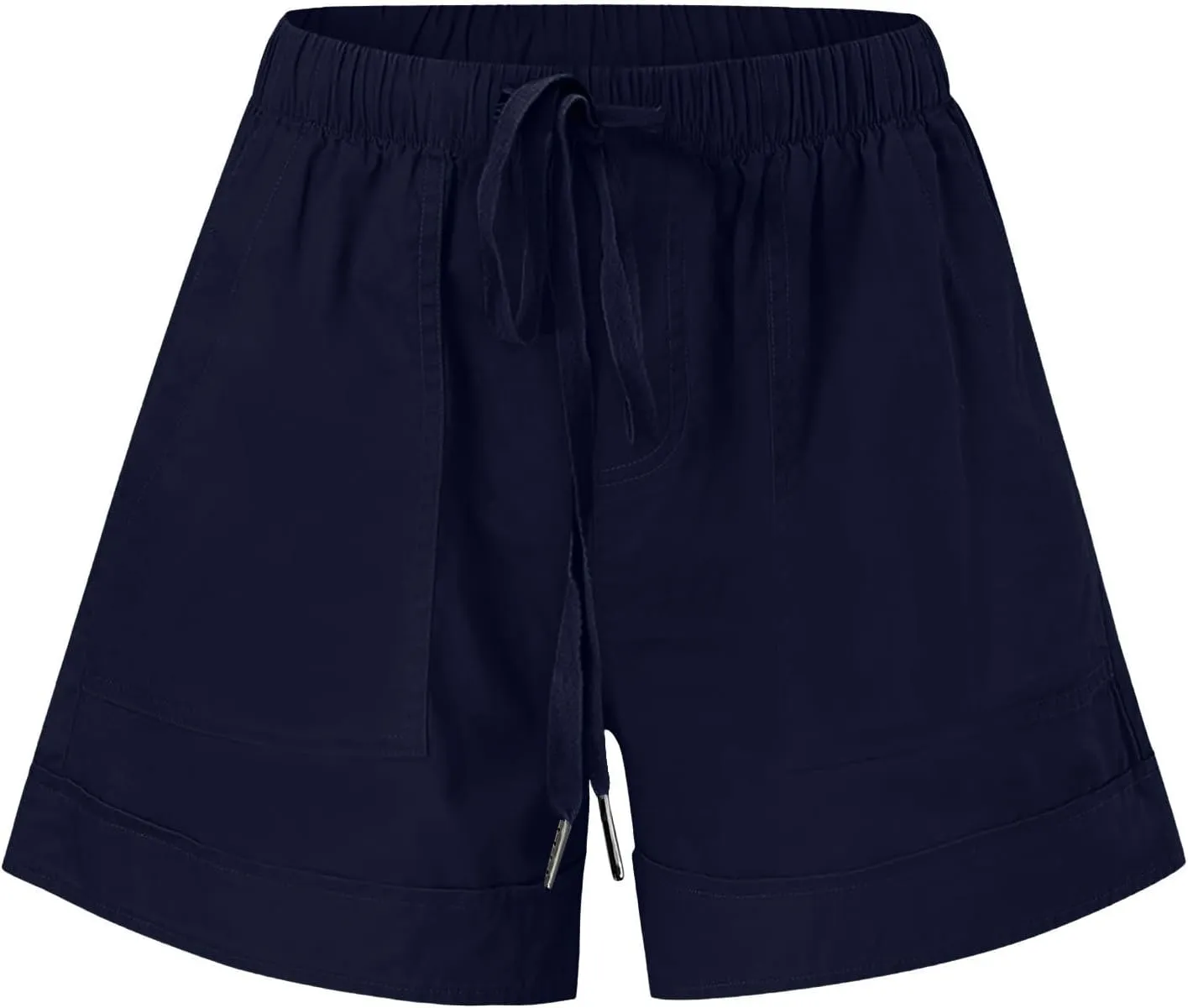 Womens Drawstring Shorts Summer Elastic Waist Casual Lightweight Pants with Pocket Solid Color Workout Trendy Shorts