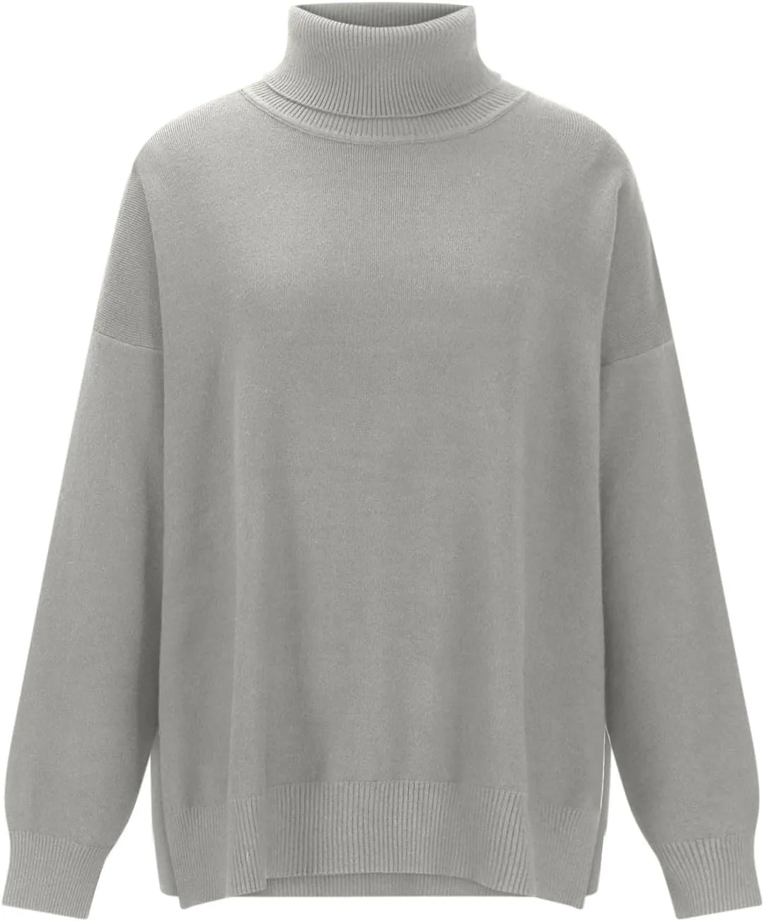 Women's Fall Turtleneck Sweater Casual Long Sleeve Comfy Knit Pullover Tops Side Split Loose Tunics Oversized Shirt