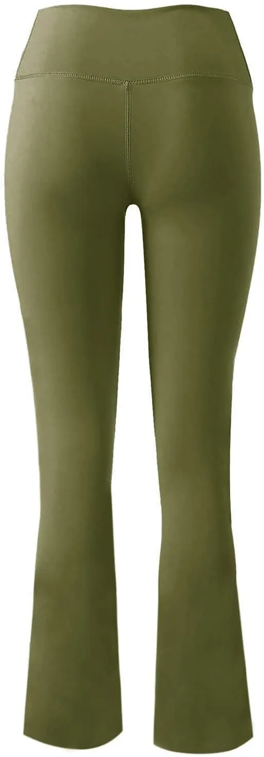 Womens Flared Leggings High Wiasted Fold Over Yoga Pants Casual Comfy Tights 2024 Fashion Outing Workout Sweatpants