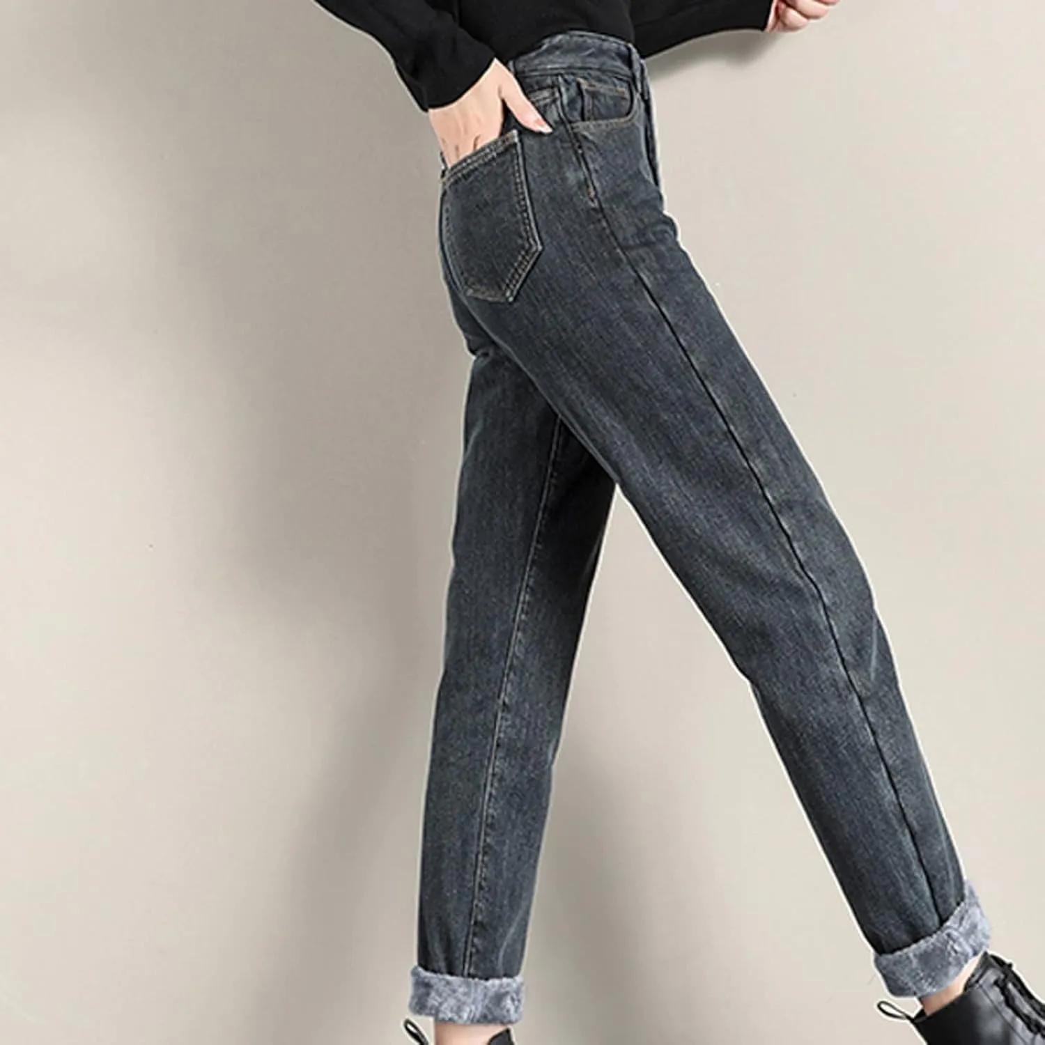 Women's Fleece Lined Thermal Jeans, Winter Denim Jean Thick Skinny Pants Fleece Lined Slim Stretch Warm Jeggings