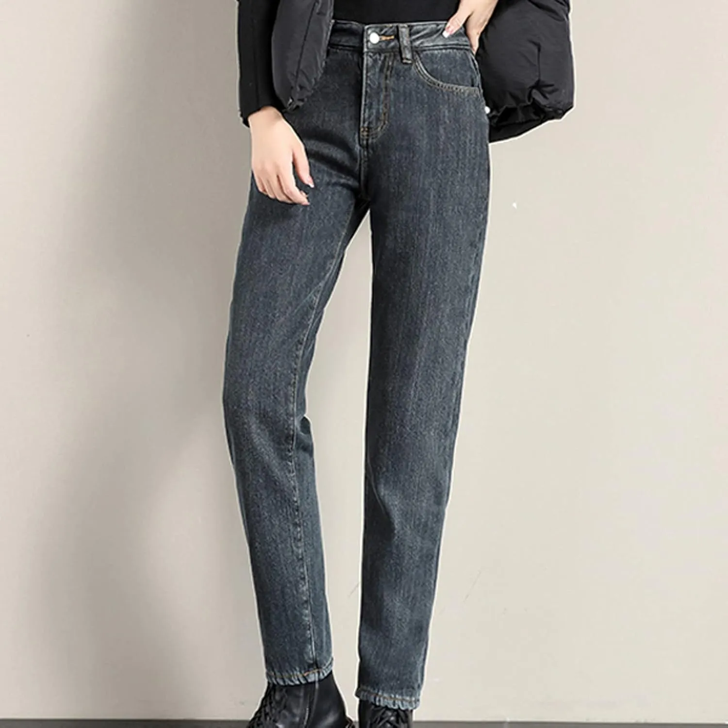 Women's Fleece Lined Thermal Jeans, Winter Denim Jean Thick Skinny Pants Fleece Lined Slim Stretch Warm Jeggings