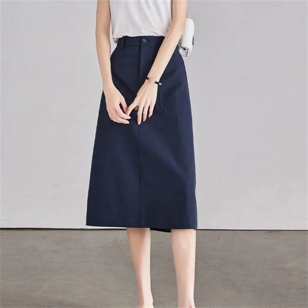 Women's High Waist A Line Skirt Trendy Spring Summer Pencil Pocket Dressy Casual Business Work Long Skirts