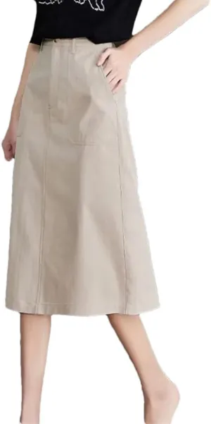 Women's High Waist A Line Skirt Trendy Spring Summer Pencil Pocket Dressy Casual Business Work Long Skirts