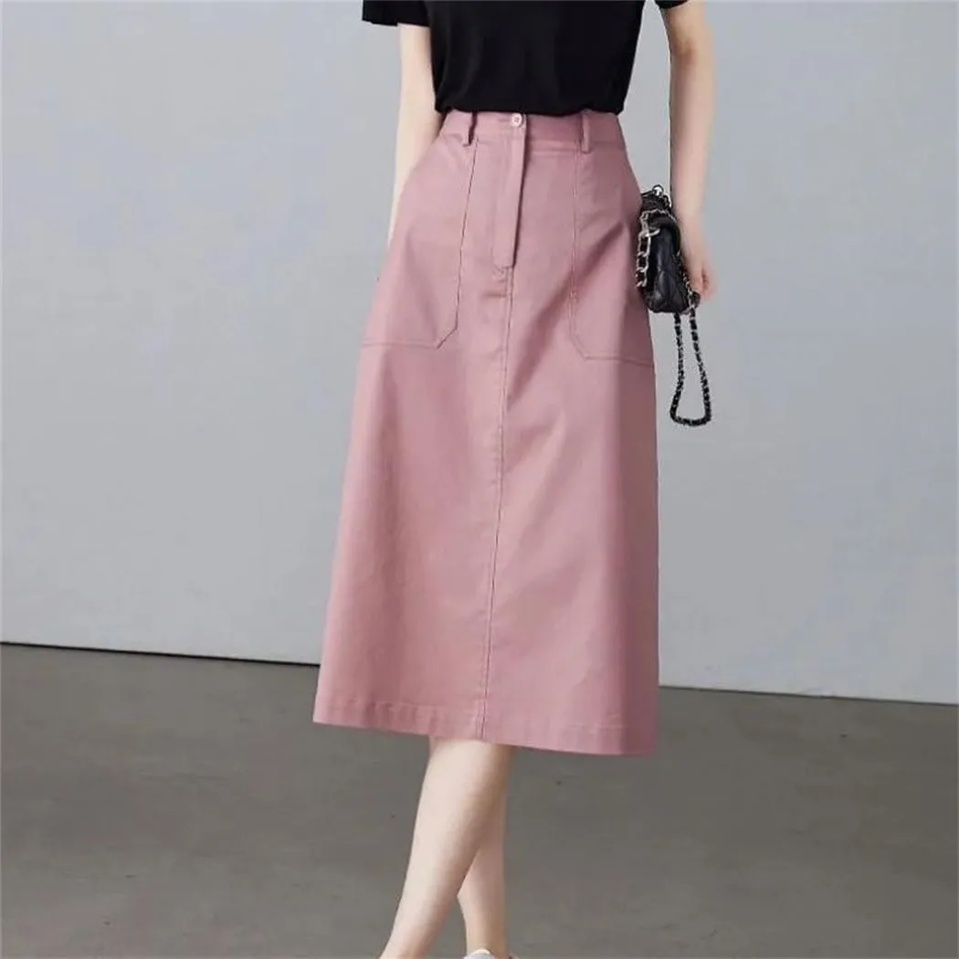 Women's High Waist A Line Skirt Trendy Spring Summer Pencil Pocket Dressy Casual Business Work Long Skirts