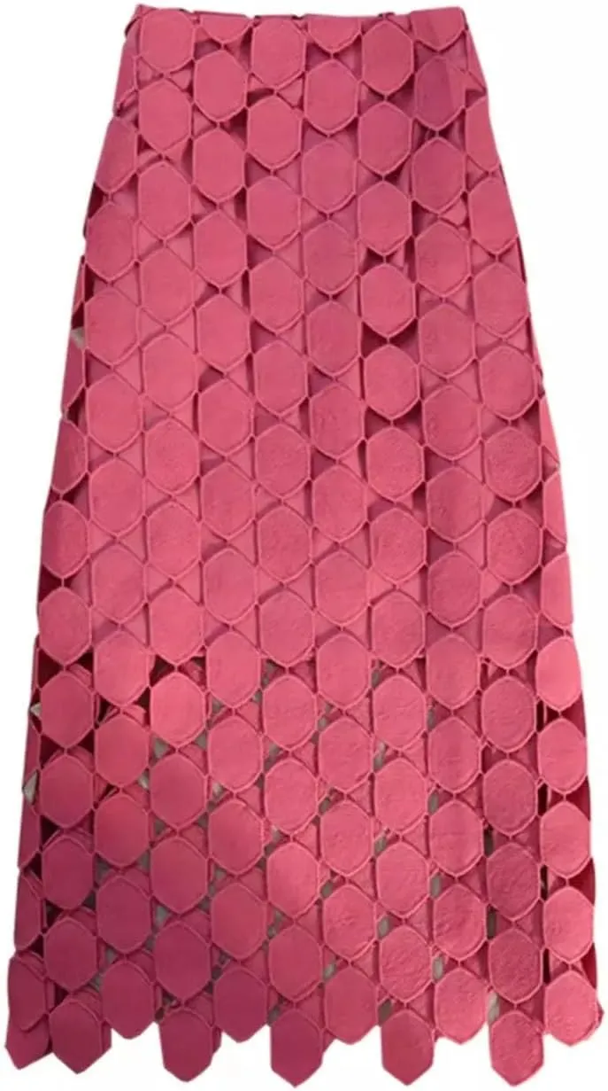 Women's High Waist Pencil Skirt Lace Crochet Tassel Hollow Out Elegant Office Wrap Summer Skirt