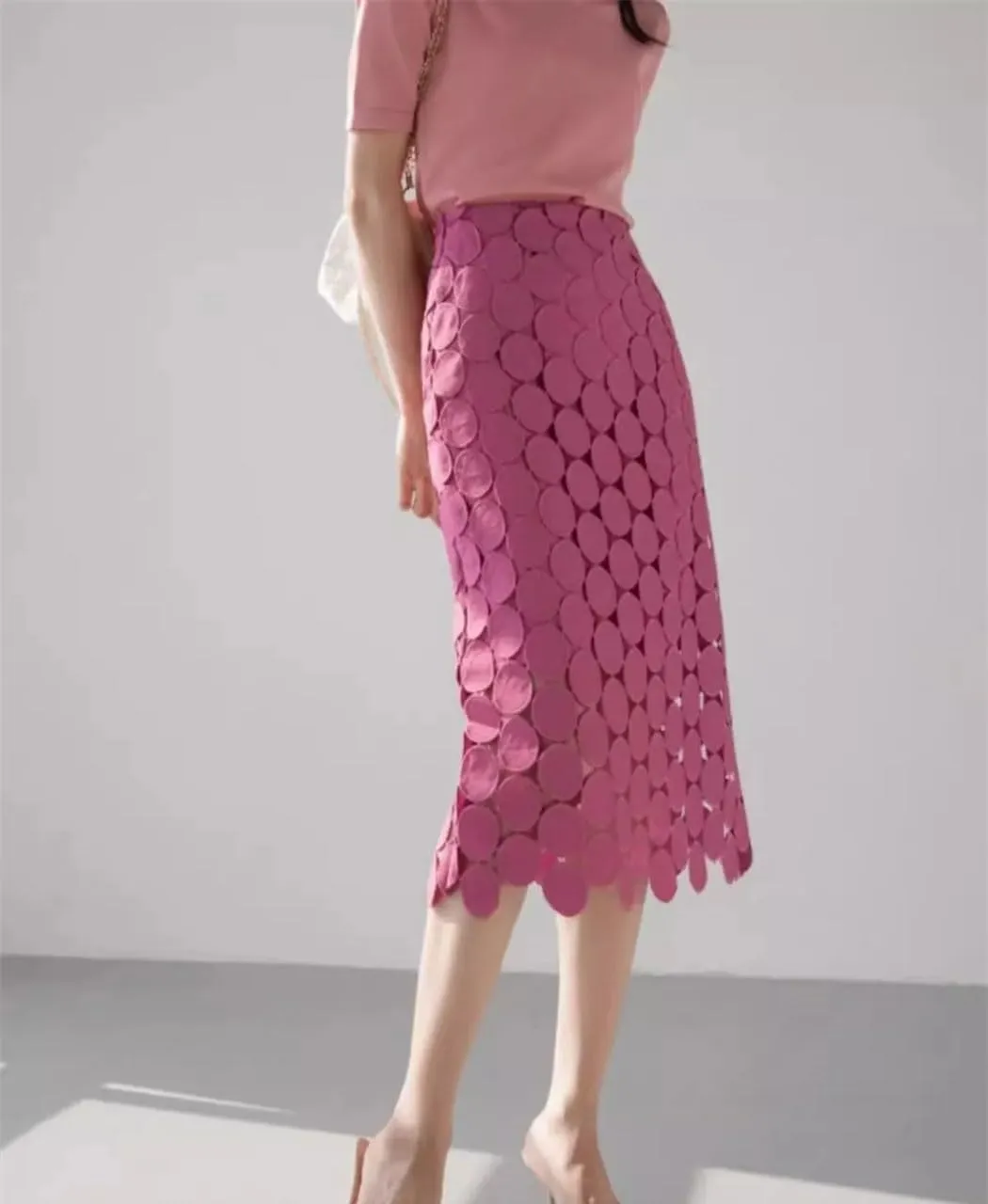 Women's High Waist Pencil Skirt Lace Crochet Tassel Hollow Out Elegant Office Wrap Summer Skirt