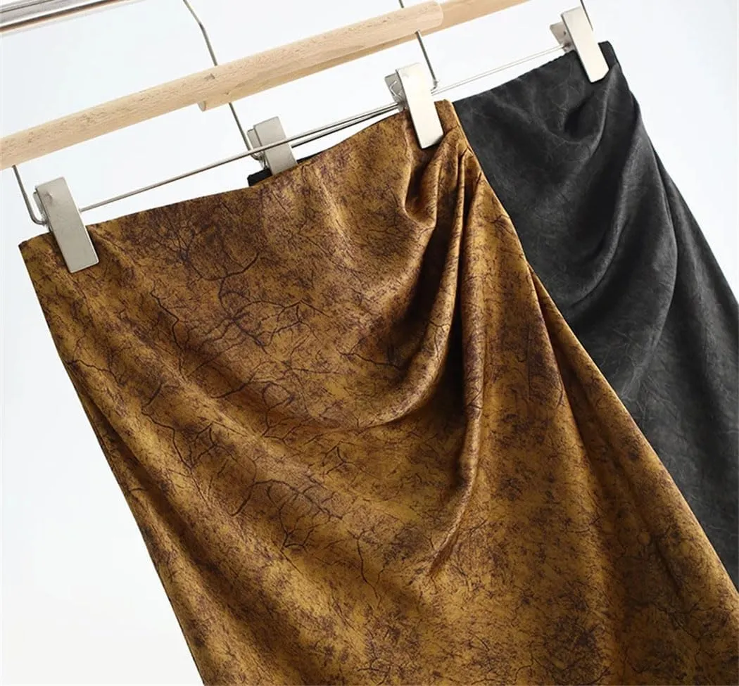 Women's High Waist Satin Skirt Wrapped Hip Fishtail Vintage Bodycon Office Party Long Skirt