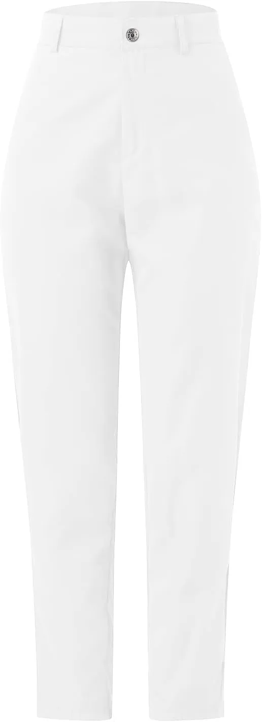 Women's High Waisted Business Pants Straight Leg Pleated Elegant Office Slacks Stretchy Dress Trousers with Pockets
