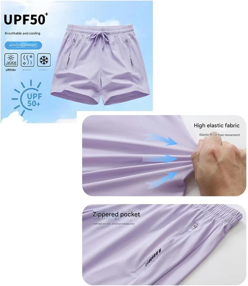 Women's Ice Silk Quick-Dry Stretch Shorts Lightweight & Breathable for Yoga, Running, Gym - Comfortable Workout Shorts