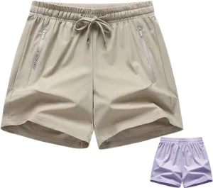 Women's Ice Silk Quick-Dry Stretch Shorts Lightweight & Breathable for Yoga, Running, Gym - Comfortable Workout Shorts