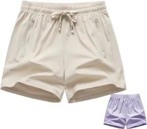 Women's Ice Silk Quick-Dry Stretch Shorts Lightweight & Breathable for Yoga, Running, Gym - Comfortable Workout Shorts