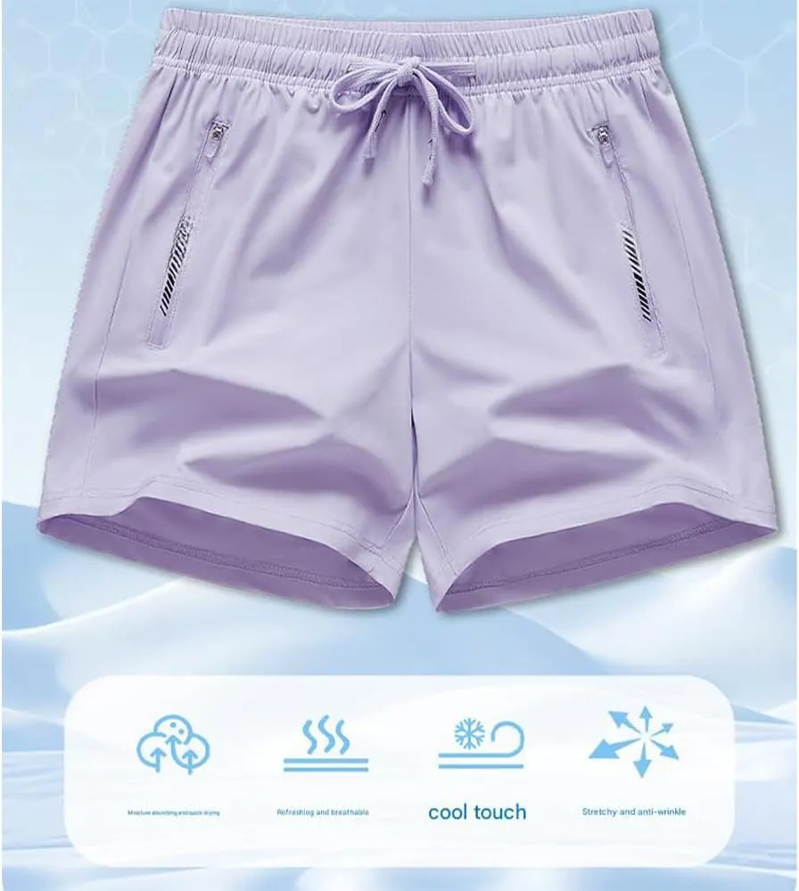 Women's Ice Silk Quick-Dry Stretch Shorts Lightweight & Breathable for Yoga, Running, Gym - Comfortable Workout Shorts