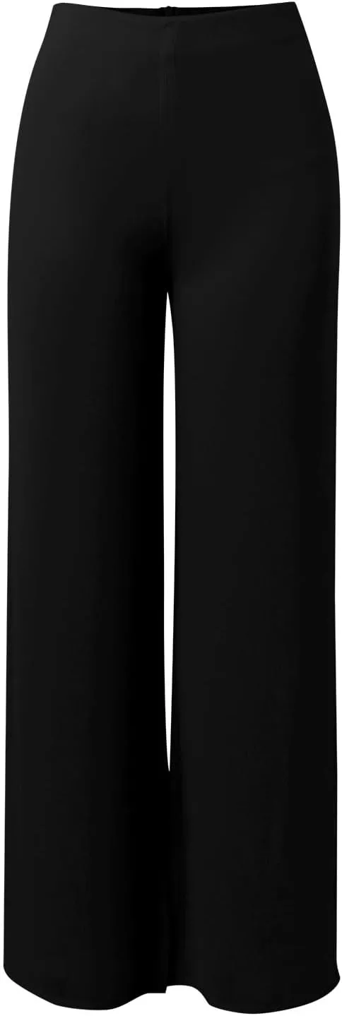 Women's Lightweight Chiffon High Elastic Waist Flowing Trousers Flared Straight Leg Wedding Cocktail Culottes