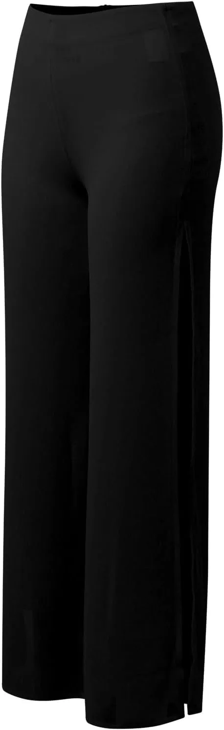 Women's Lightweight Chiffon High Elastic Waist Flowing Trousers Flared Straight Leg Wedding Cocktail Culottes