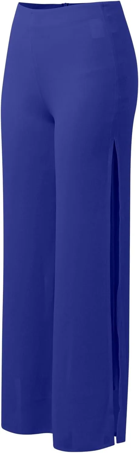 Women's Lightweight Chiffon High Elastic Waist Flowing Trousers Flared Straight Leg Wedding Cocktail Culottes