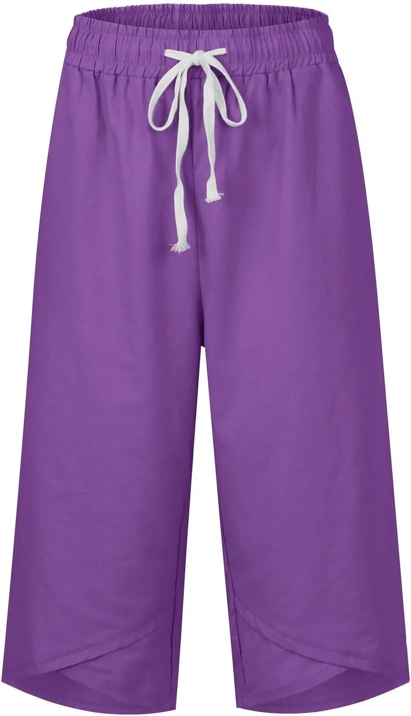 Women's Linen Palazzo Pants 2025 Summer Casual Vacation High Waist Wide Leg Trousers Trendy Lounge Pant with Pockets