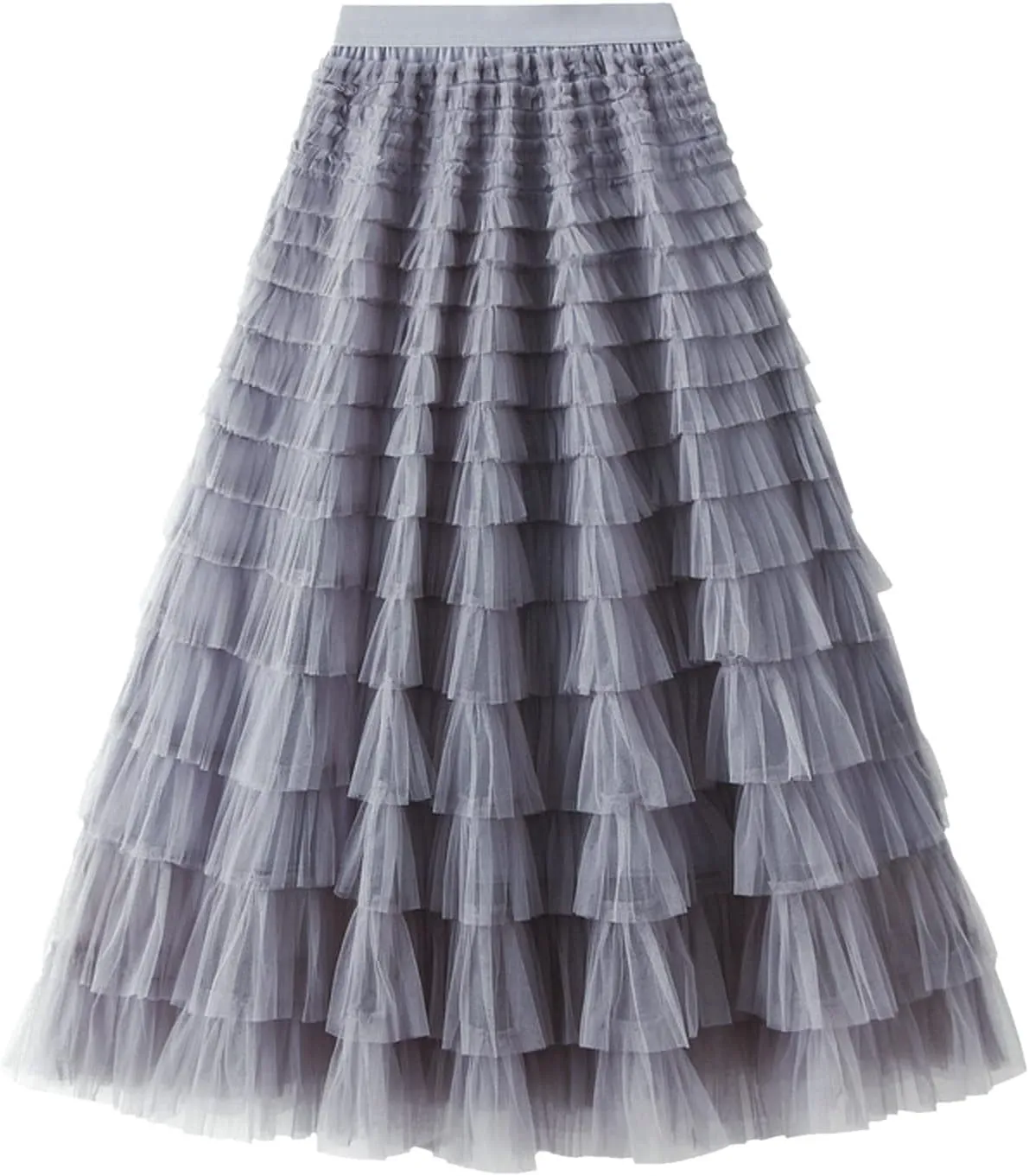 Women's Long Maxi Tulle Skirts High Waisted Tiered Layered Midi Skirt Ruffle A Line Skirt Mesh Tutu Skirt Petticoat