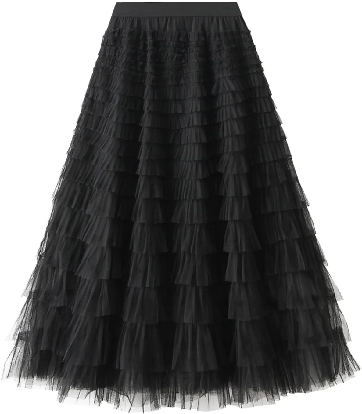 Women's Long Maxi Tulle Skirts High Waisted Tiered Layered Midi Skirt Ruffle A Line Skirt Mesh Tutu Skirt Petticoat