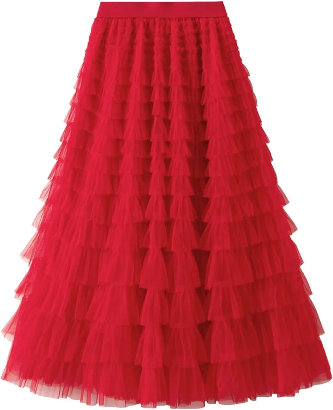 Women's Long Maxi Tulle Skirts High Waisted Tiered Layered Midi Skirt Ruffle A Line Skirt Mesh Tutu Skirt Petticoat