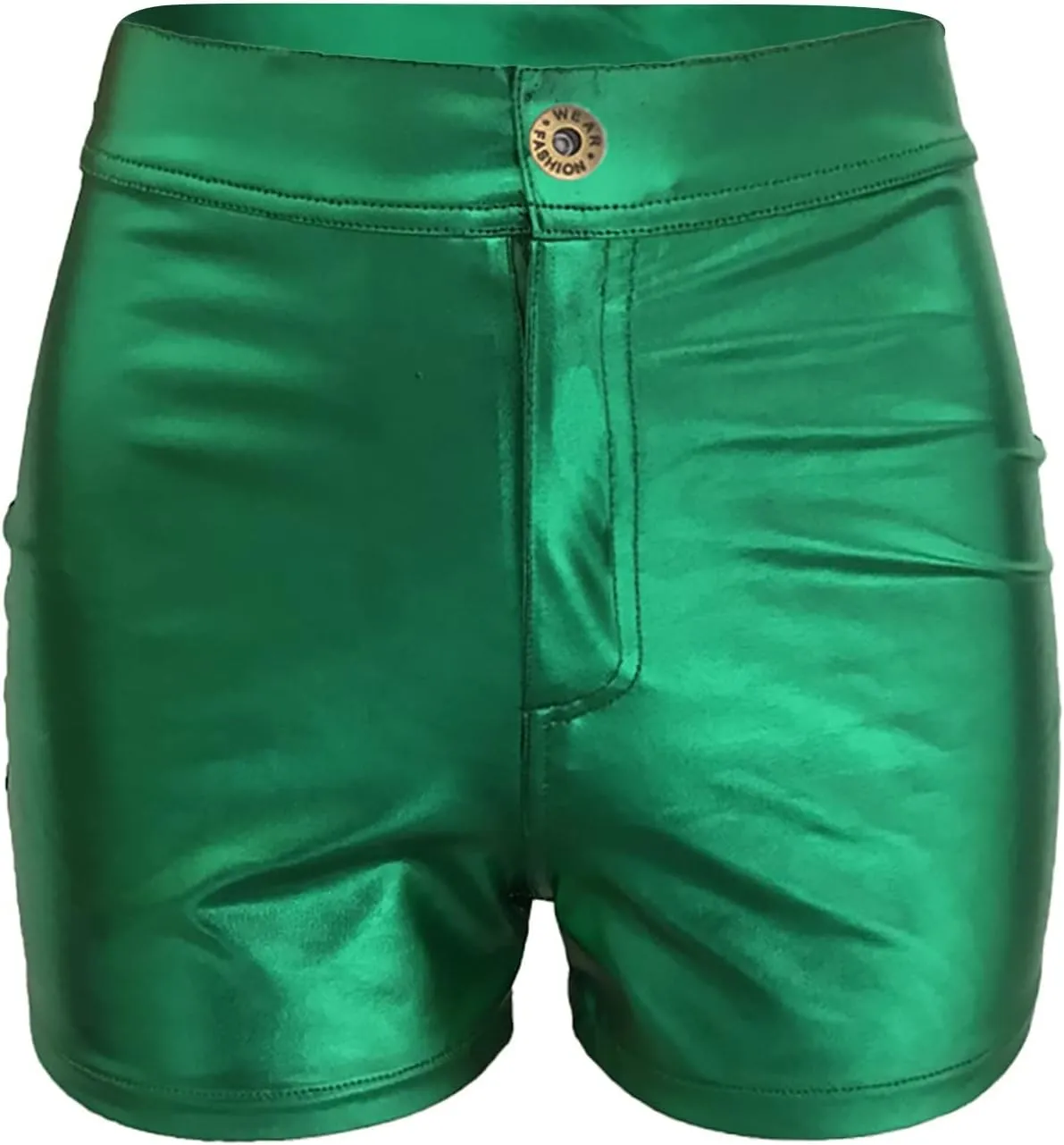 Women's Metallic Rave Shorts Sparkly Shiny Faux Leather Sexy High Waisted Bottoms Dance Concert Sexy Short Hot Pants