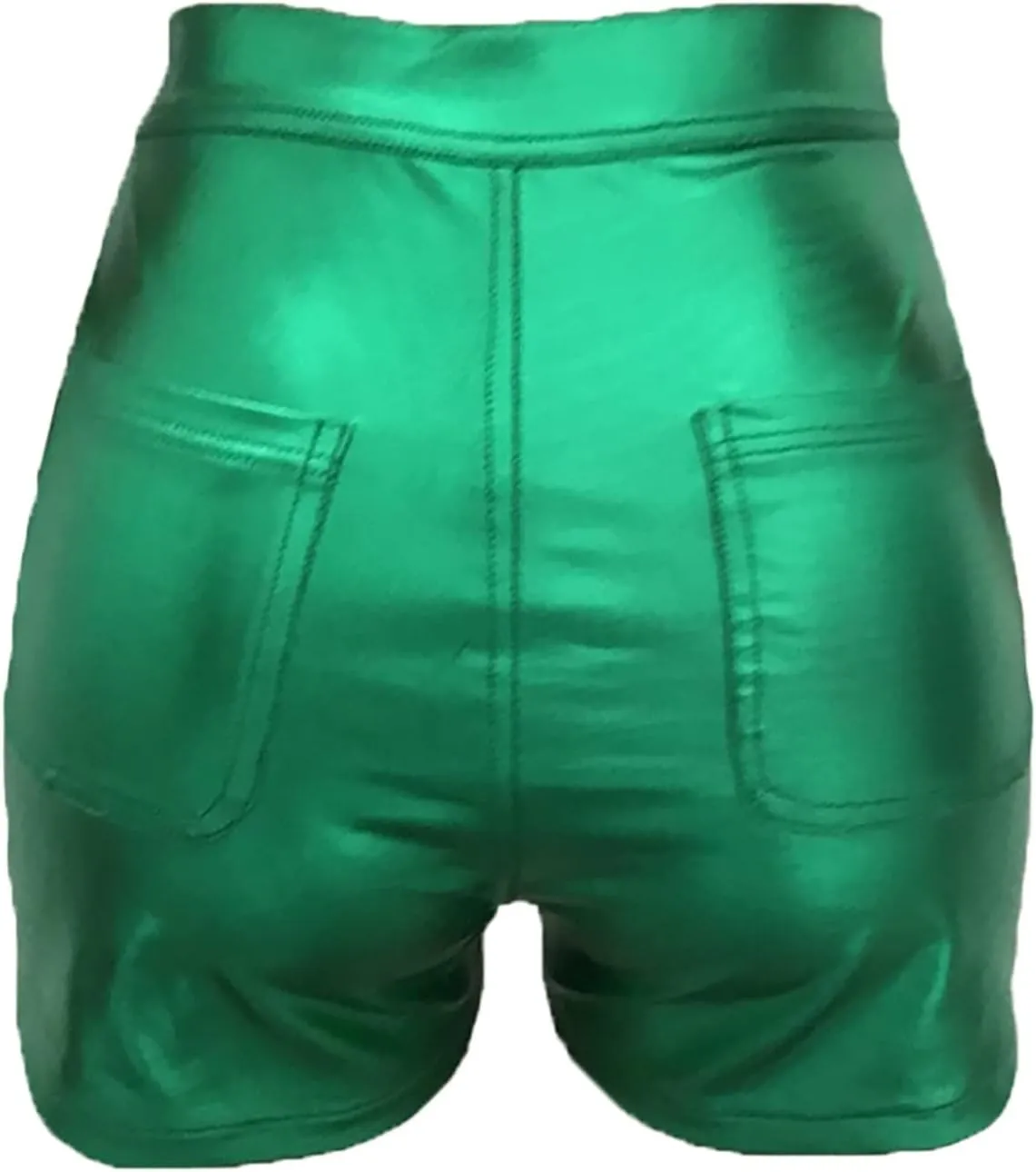 Women's Metallic Rave Shorts Sparkly Shiny Faux Leather Sexy High Waisted Bottoms Dance Concert Sexy Short Hot Pants