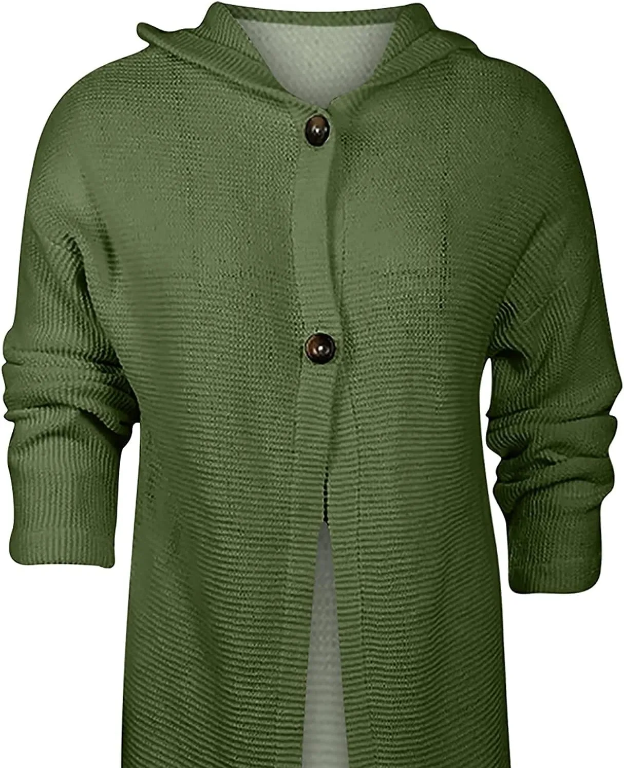 Women's Single-breasted Pea Coat Hooded Long Trench Coat Button Cardigan Knit Outwear,Long Wool Coat