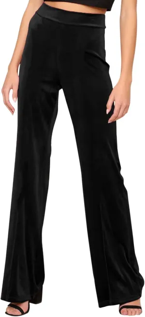 Womens Solid Color Mid Waist Cotton Pants Loose Wide Leg Straight Trouser with Pockets Casual Yoga Sweatpants Slacks