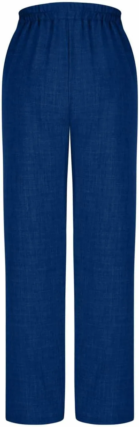 Womens Straight Wide Leg Pants with Pockets High Waisted Button Palazzo Trousers Casual Beach Travel Vacation Outfits