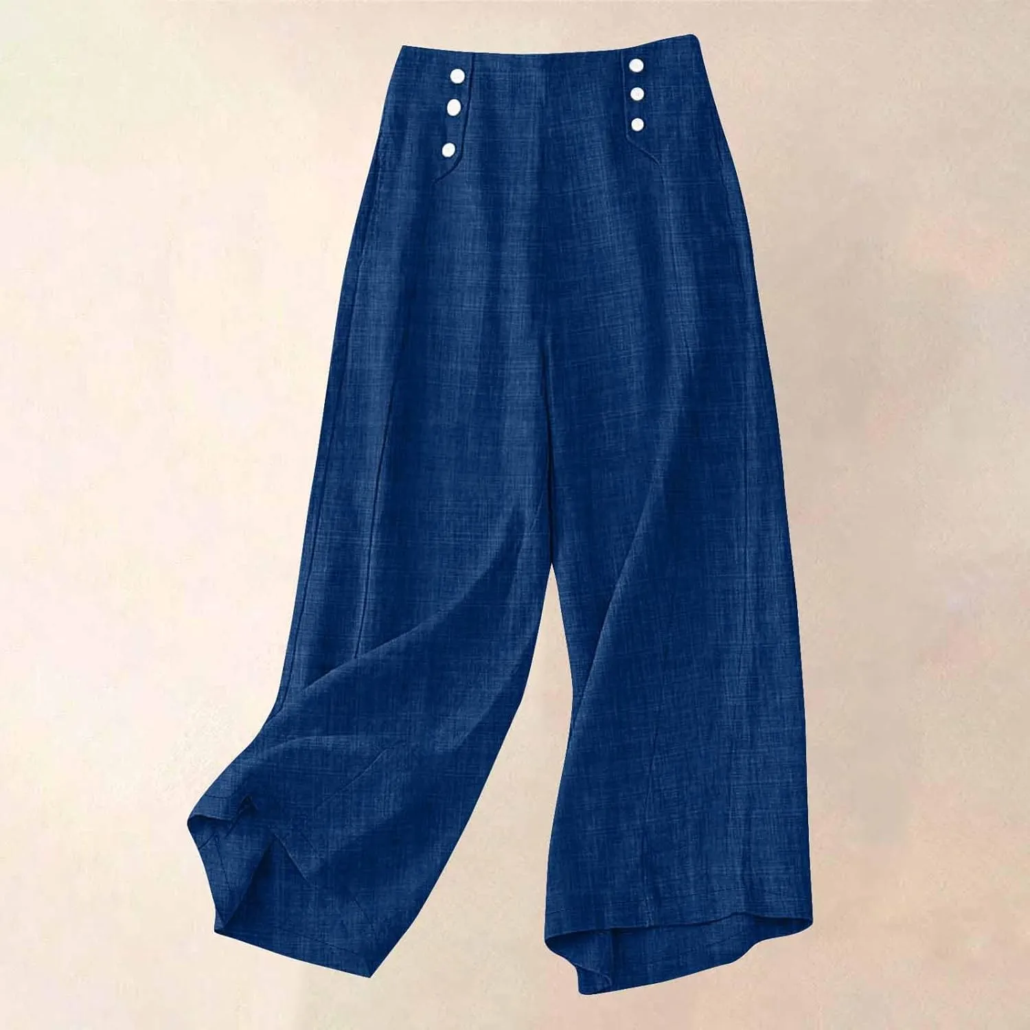 Womens Straight Wide Leg Pants with Pockets High Waisted Button Palazzo Trousers Casual Beach Travel Vacation Outfits