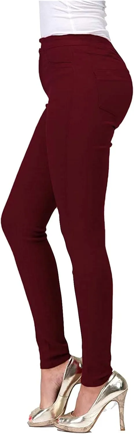 Womens Stretch Jeggings with Pockets Ripped High Waisted Classic Butt Lifting Yoga Leggings Fitted Denim Ankle Jeans