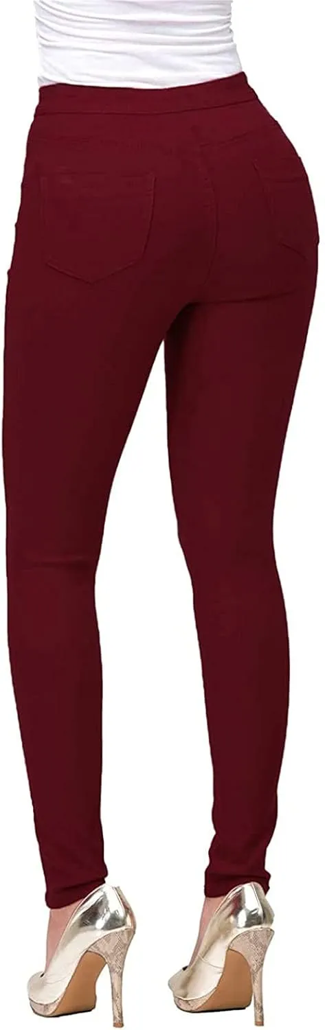 Womens Stretch Jeggings with Pockets Ripped High Waisted Classic Butt Lifting Yoga Leggings Fitted Denim Ankle Jeans