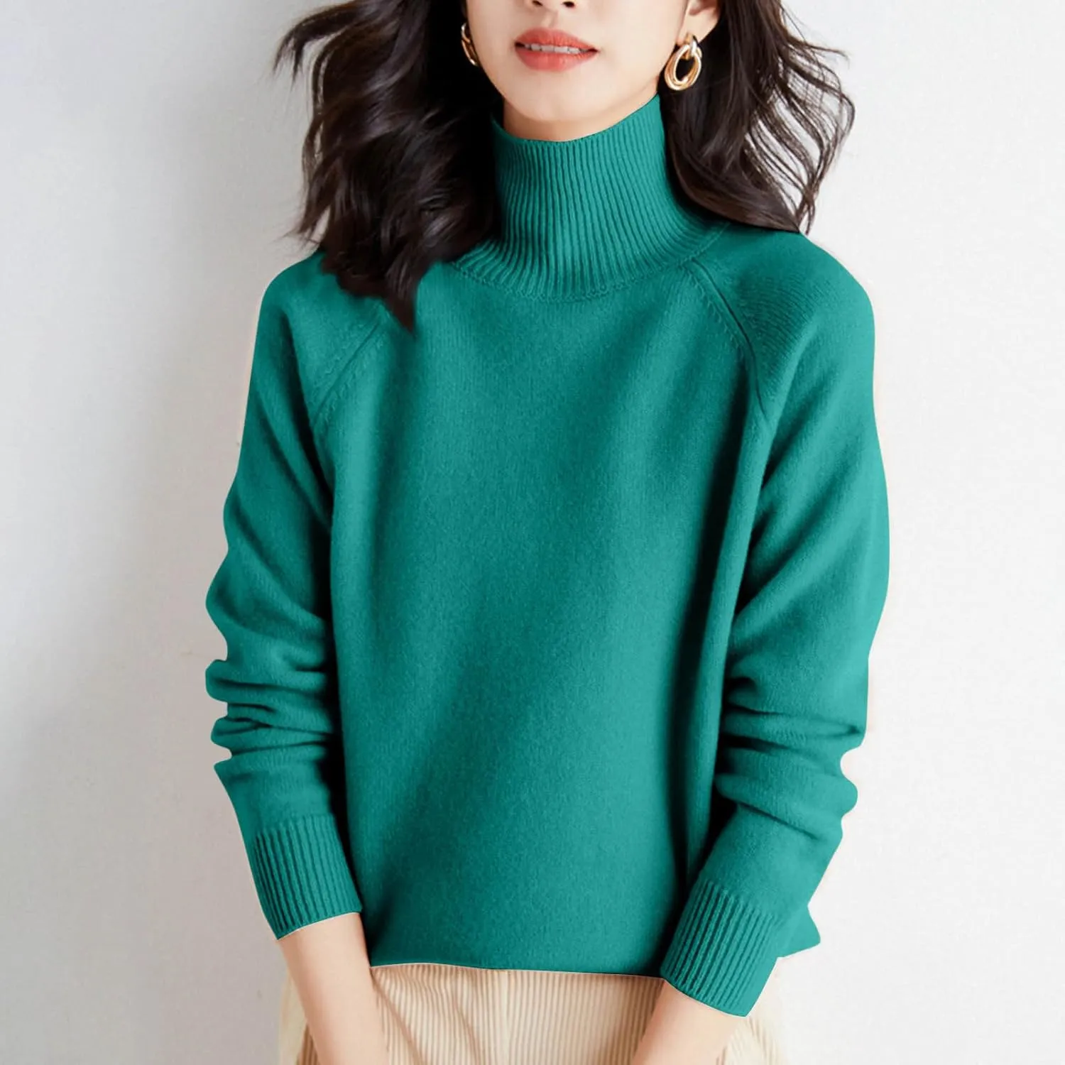 Women's Sweaters Turtleneck Long Sleeve Cashmere Knit Soft Warm Cozy Shirts Casual Solid Pullover Jumper Tops Knitwear