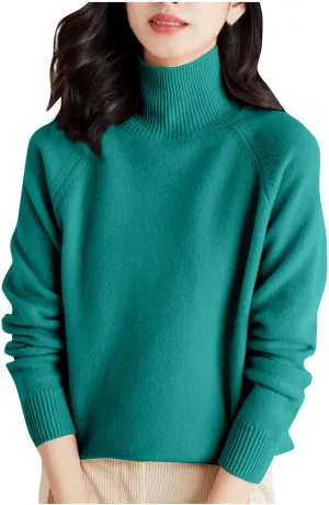 Women's Sweaters Turtleneck Long Sleeve Cashmere Knit Soft Warm Cozy Shirts Casual Solid Pullover Jumper Tops Knitwear