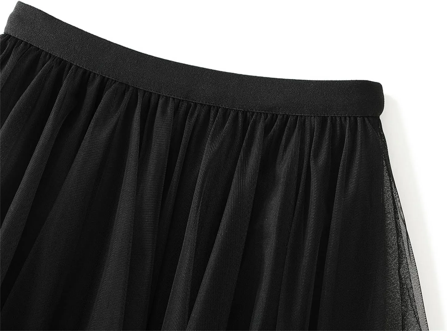 Women's Tulle Skirt High Low Ruffle Elastic Waist Ruffle Tiered Party Petticoat 2024 Midi Skirt Evening Mesh Long Skirt
