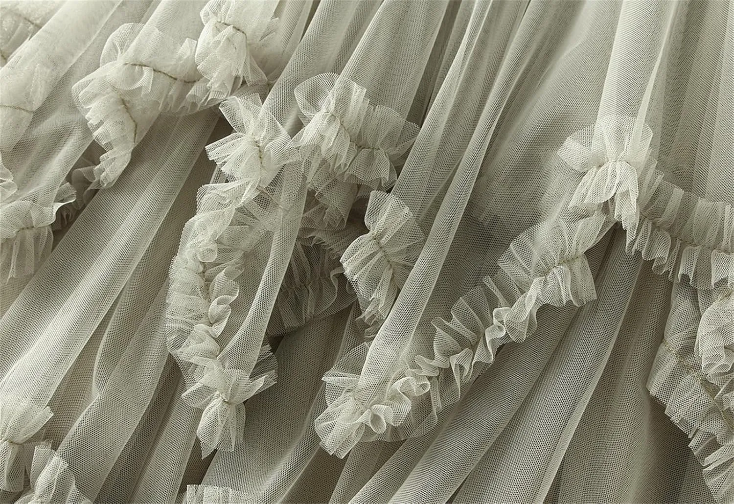 Women's Tulle Skirt High Low Ruffle Elastic Waist Ruffle Tiered Party Petticoat 2024 Midi Skirt Evening Mesh Long Skirt