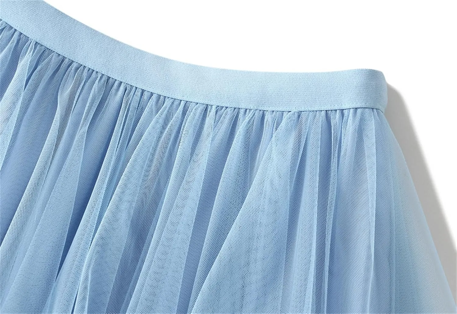 Women's Tulle Skirt High Low Ruffle Elastic Waist Ruffle Tiered Party Petticoat 2024 Midi Skirt Evening Mesh Long Skirt