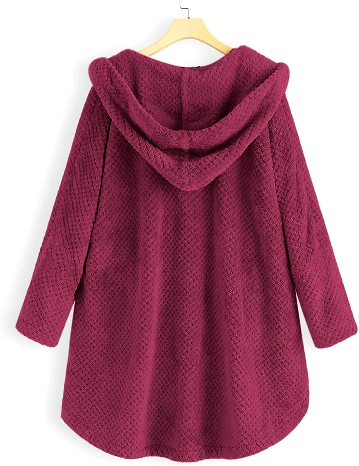 Womens Winter Jacket Coats Button Hem Plus Size Hoodie Top Sweater Blouse Thermal Sweatshirt Outerwear Women