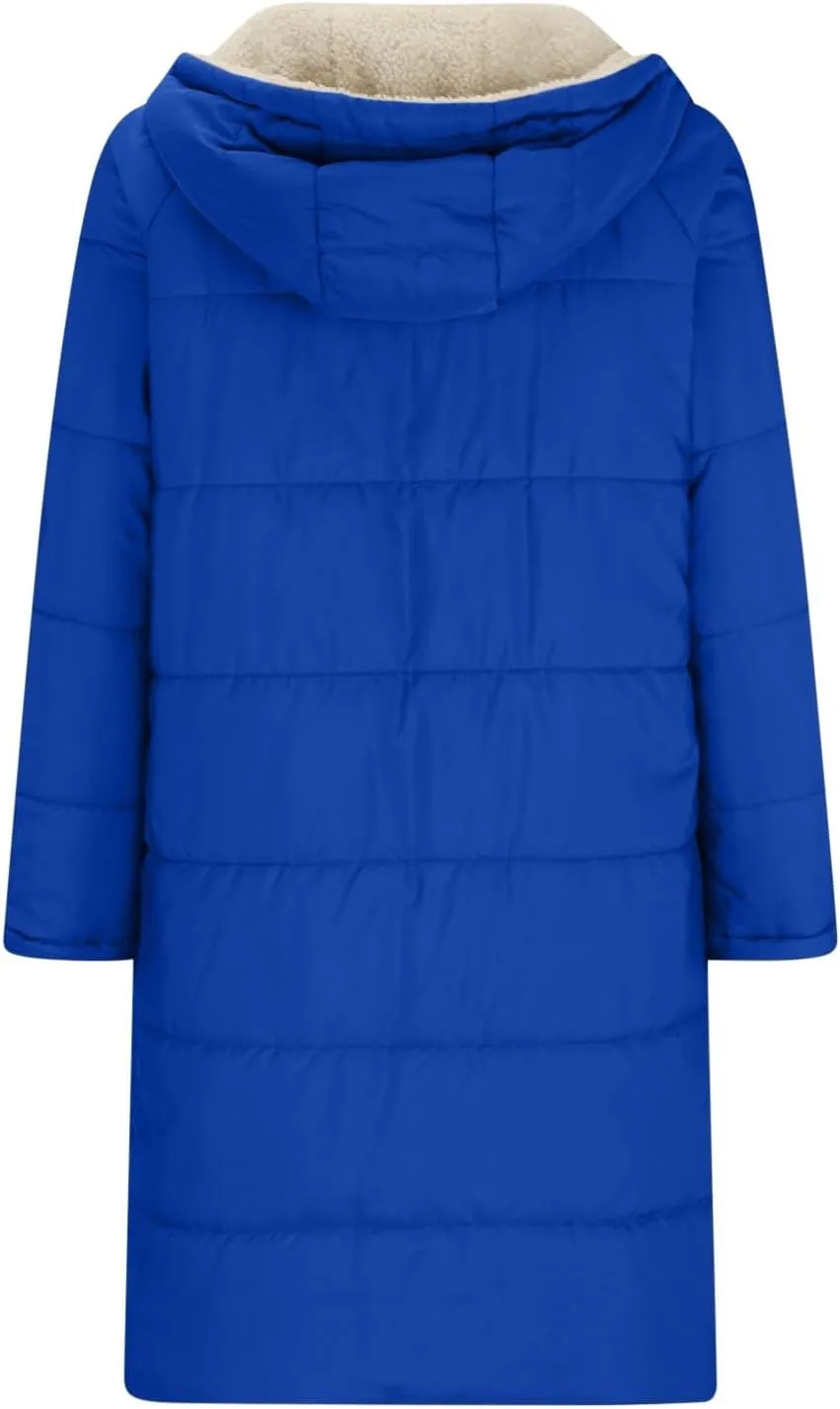 Womens Winter Maxi Long Parka Coats Puffer Down Quilted Jacket Shearling Fleece Warm Thickened Outerwear