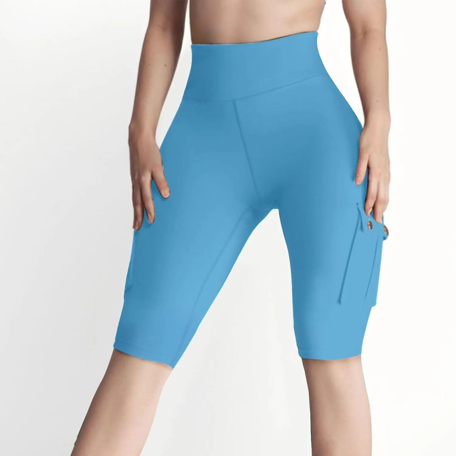 Workout Shorts Women with Pockets High Waisted Tummy Control Cargo Shorts Butt Lift 4-Way Stretch Athletic Shorts