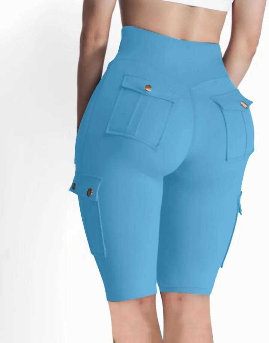 Workout Shorts Women with Pockets High Waisted Tummy Control Cargo Shorts Butt Lift 4-Way Stretch Athletic Shorts