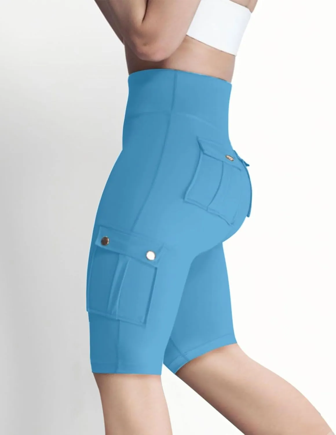 Workout Shorts Women with Pockets High Waisted Tummy Control Cargo Shorts Butt Lift 4-Way Stretch Athletic Shorts
