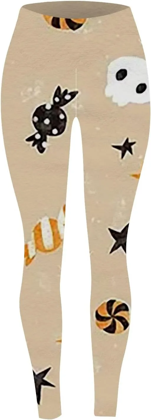 Workout Womens Leggings Halloween Graphic Yoga Pants High Waisted Stretchy Tights Skinny Running Trousers