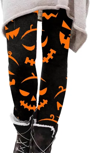 Workout Womens Leggings Halloween Graphic Yoga Pants High Waisted Stretchy Tights Skinny Running Trousers