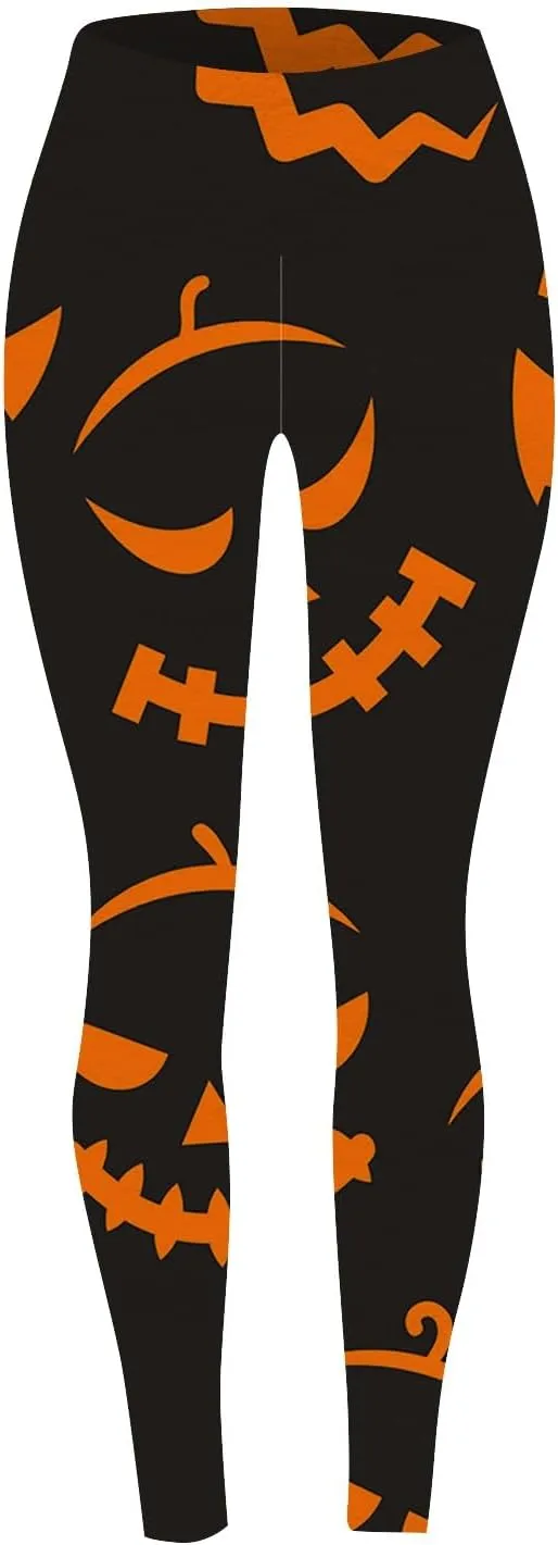 Workout Womens Leggings Halloween Graphic Yoga Pants High Waisted Stretchy Tights Skinny Running Trousers