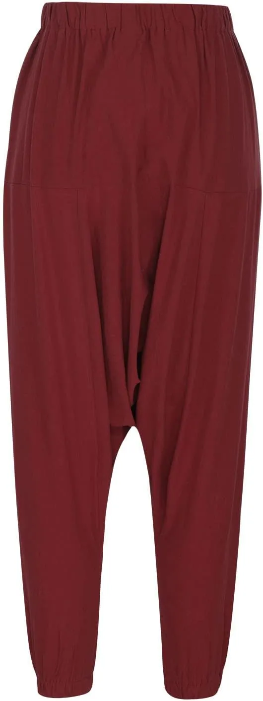 XUNRYAN Men's Linen Harem Palazzo Pants Lightweight Loose Fit Long Elastic Waist Casual Beach Yoga Trousers Cropped Joggers