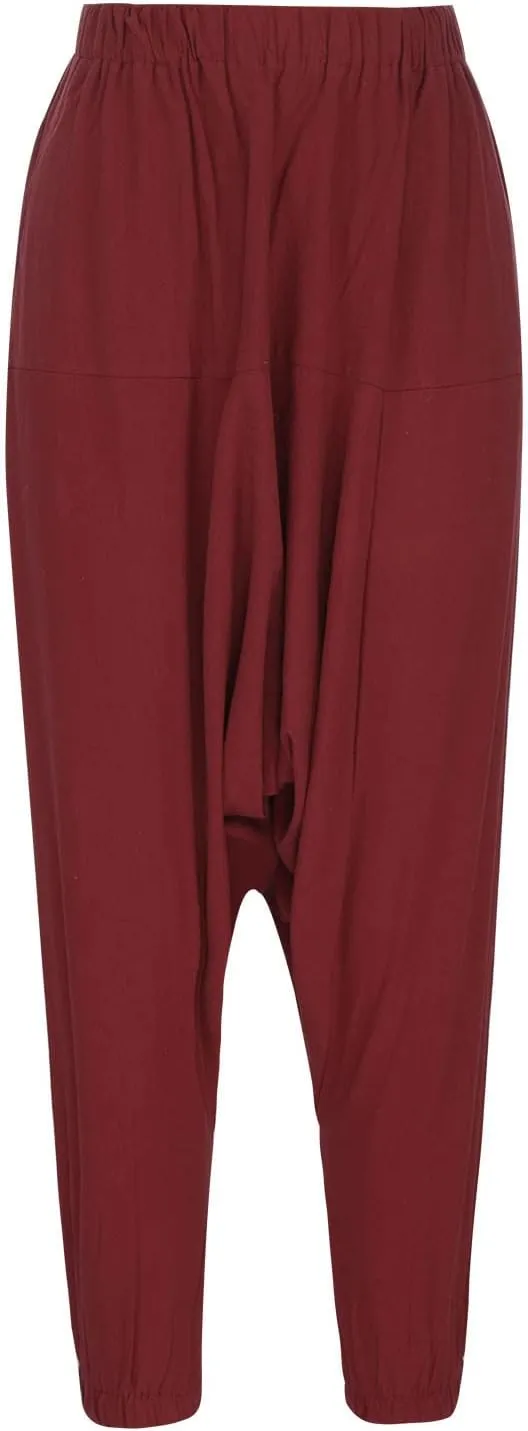 XUNRYAN Men's Linen Harem Palazzo Pants Lightweight Loose Fit Long Elastic Waist Casual Beach Yoga Trousers Cropped Joggers